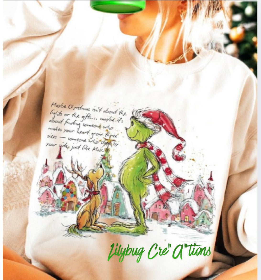 Hand drawn retro Grinch crewneck