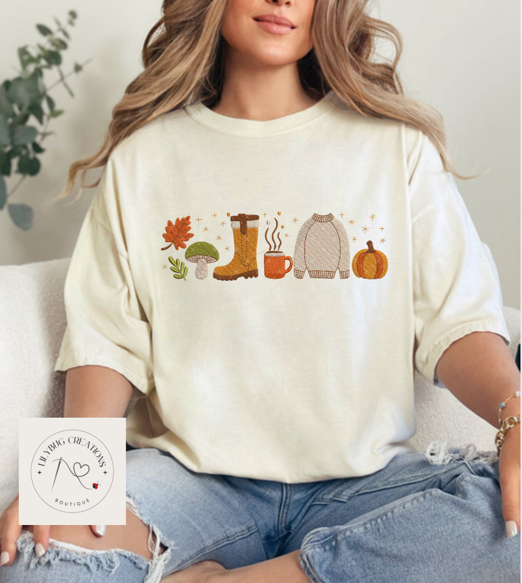Cozy fall embroidered shirt/sweatshirt.