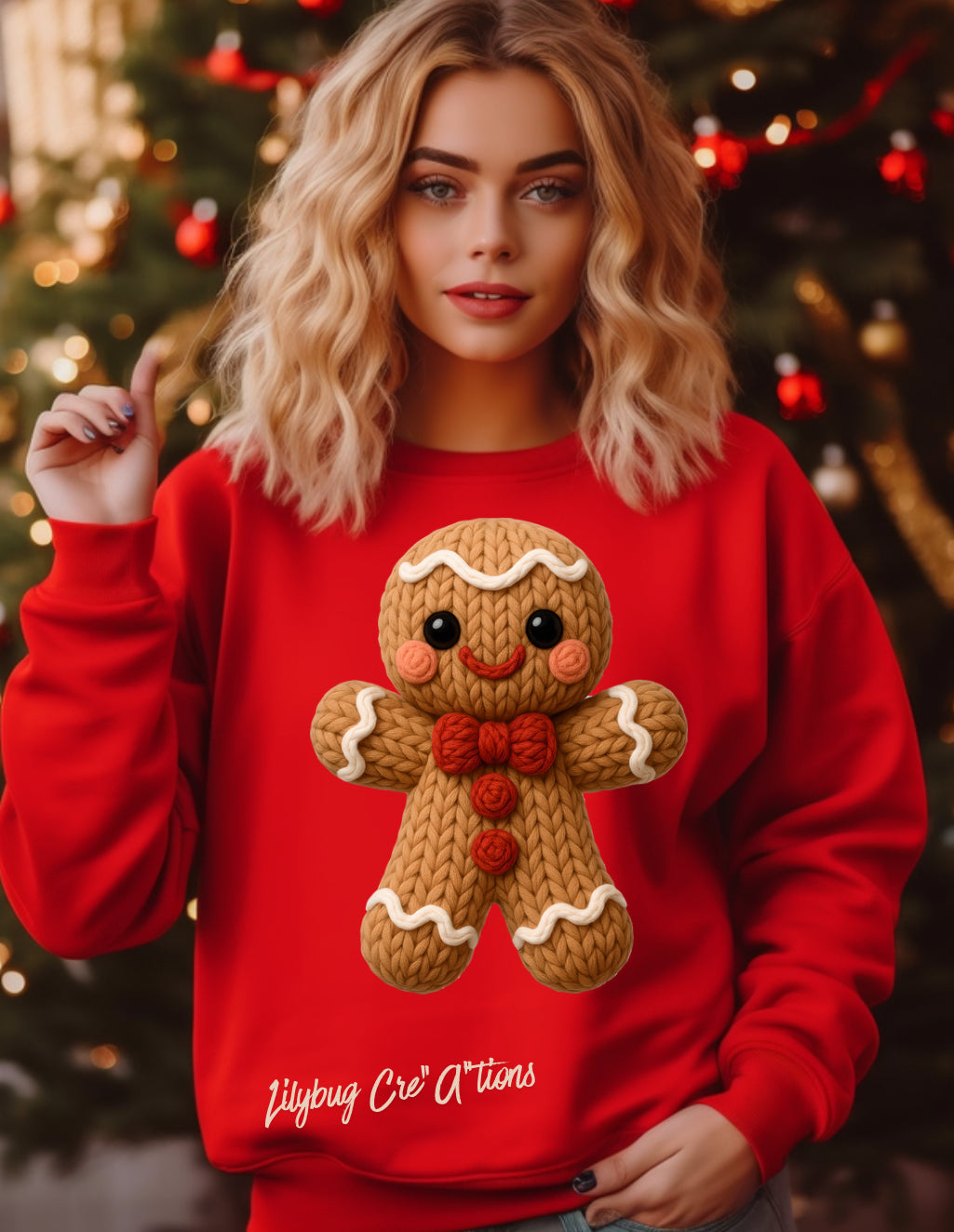 Faux yarn Gingerbread Man Crewneck