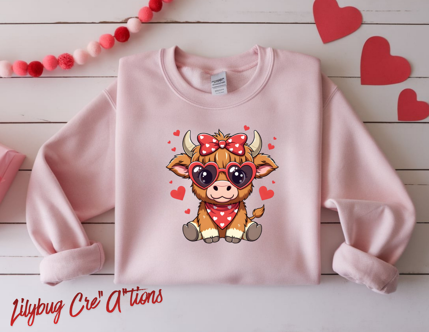 Cute Valentine's Highland Cow