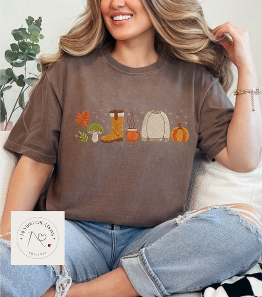 Cozy fall embroidered shirt/sweatshirt.
