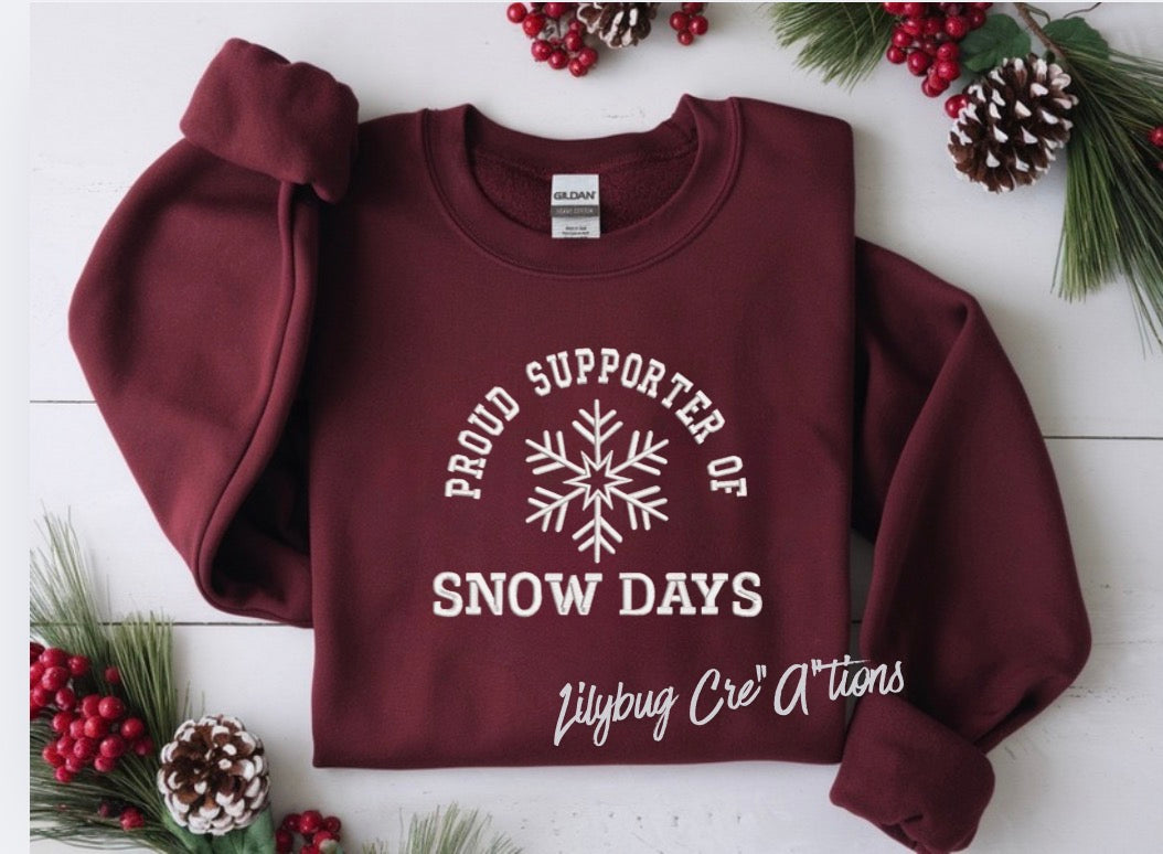 Snow day Embroidered Crewneck