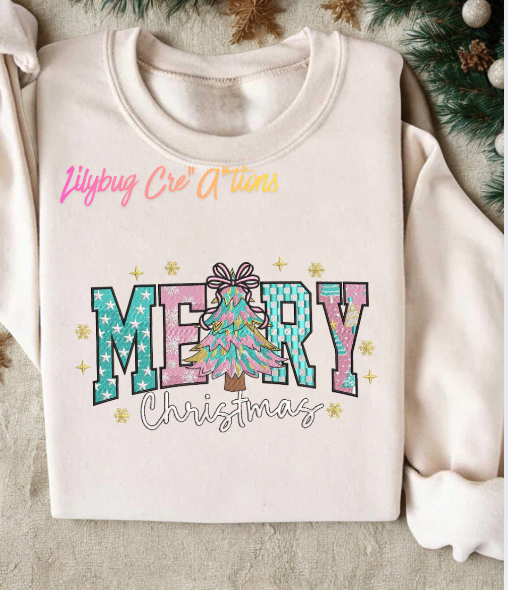 Merry Christmas Embroidered Crewneck