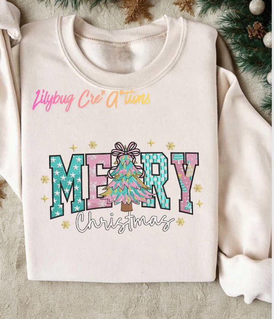 Merry Christmas Embroidered Crewneck