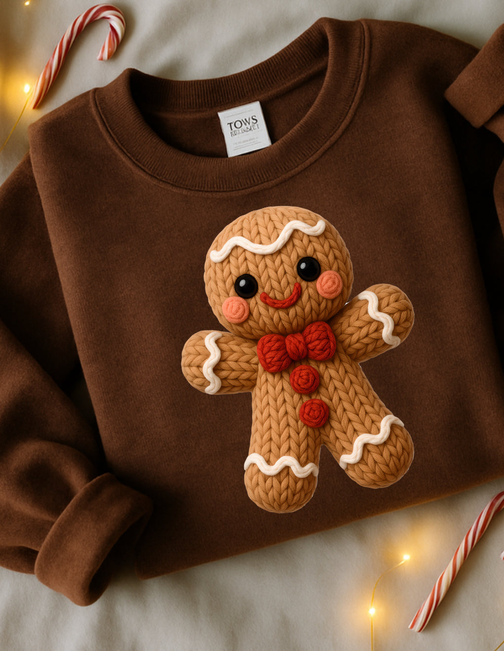 Faux yarn Gingerbread Man Crewneck
