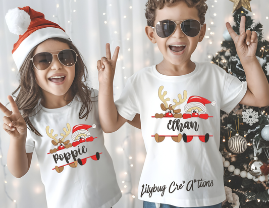Personalized Santa & Reindeer Kids Christmas Crewneck
