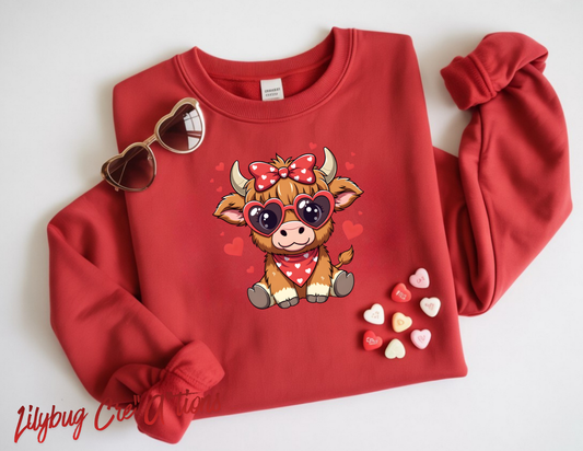 Cute Valentine's Highland Cow