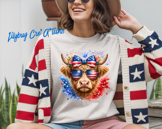 Patriotic Highland cow shirt