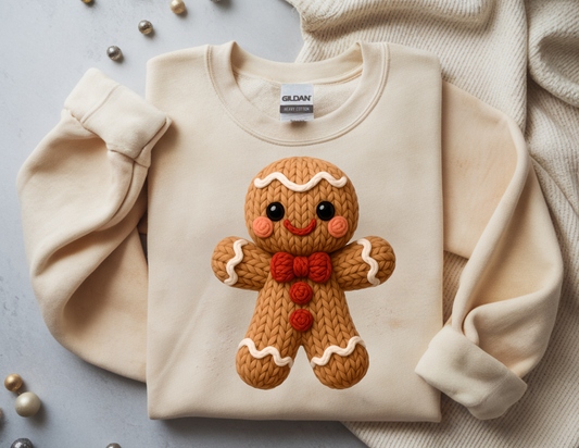 Faux yarn Gingerbread Man Crewneck