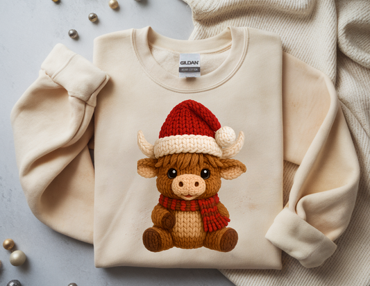 Faux yarn Highland Cow Crewneck
