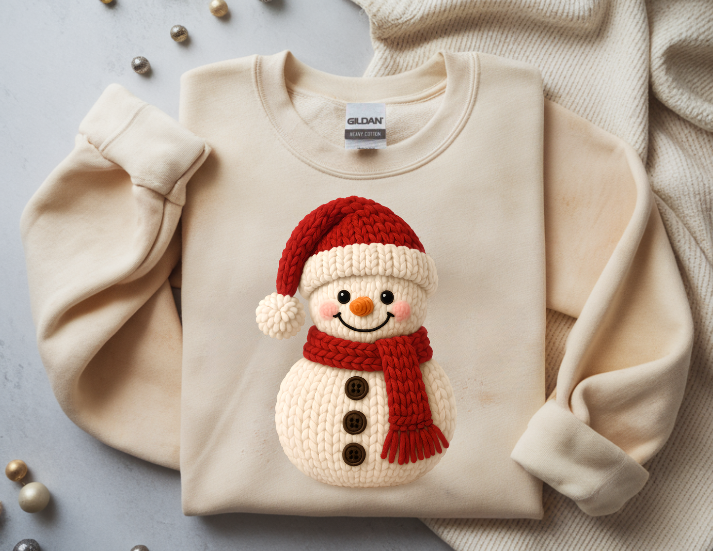 Faux yarn Snowman Crewneck