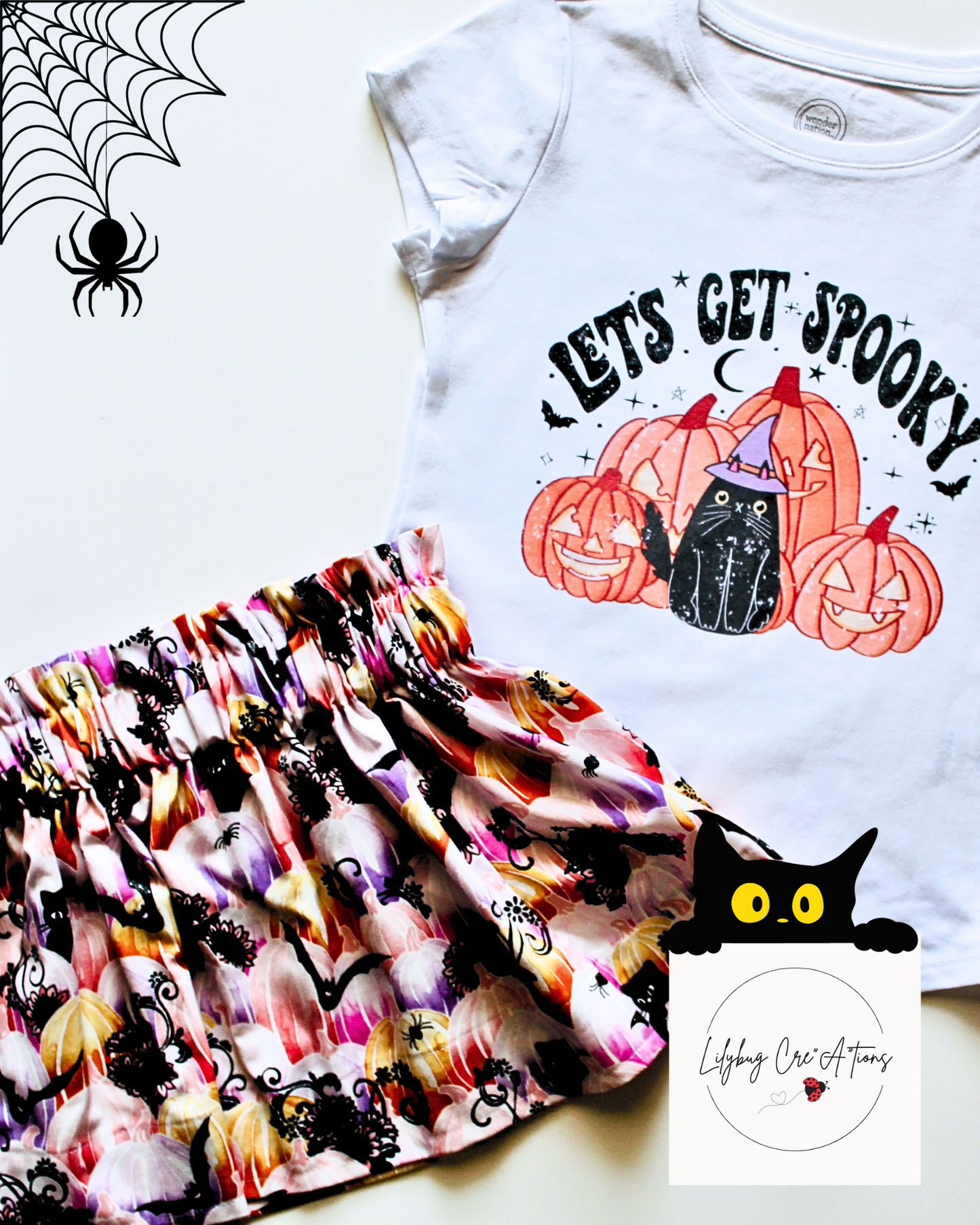 Halloween Sadie skirt and Graphic Tee