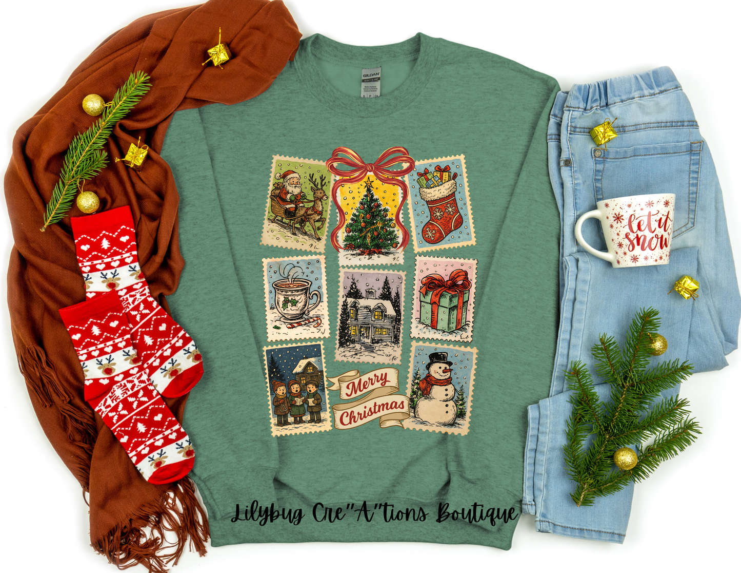 Vintage Christmas Stamp Crewneck