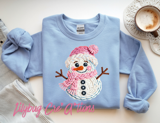 Faux Yarn Snowman Crewneck