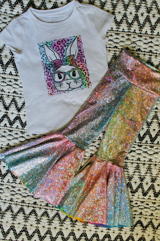 Retro Easter Girls tee and bell bottoms