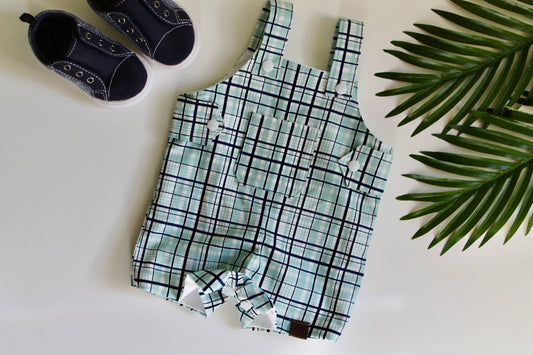 "Mad about plaid" shortalls